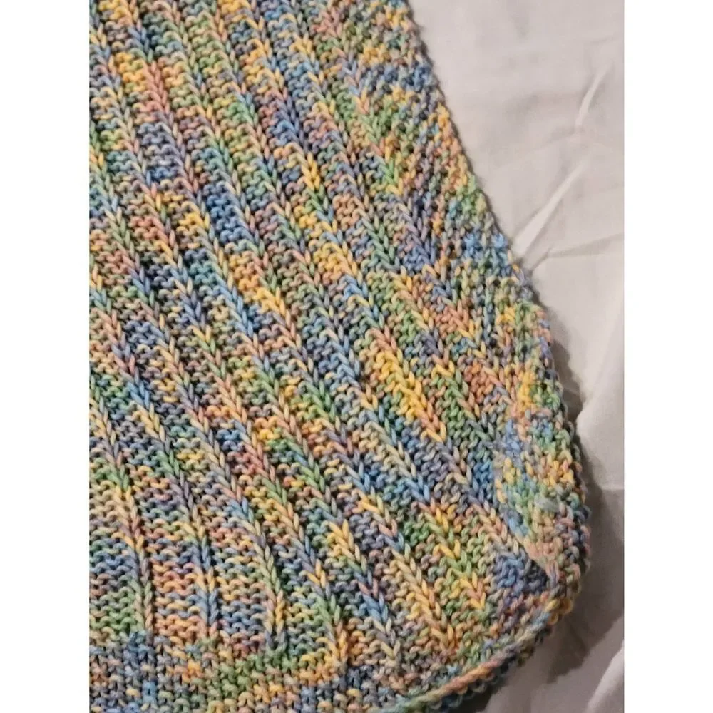 Afghan Handmade Crochet Throw Lap Wheelchair Blanket multi pastel colors 34 x34‎